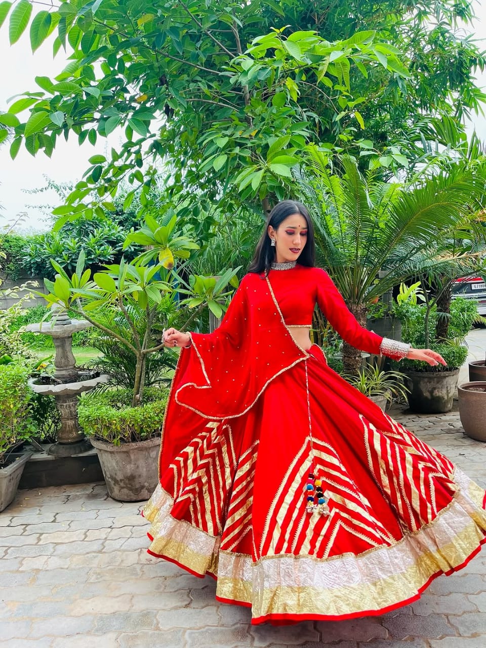 Red Cotton Lehenga Set