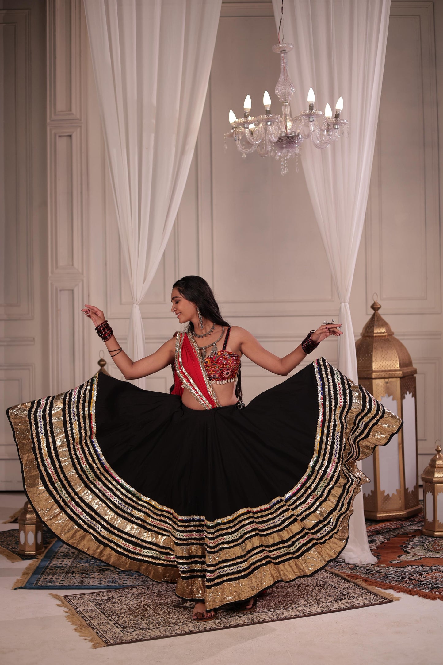 Black Gradation Lehenga Set