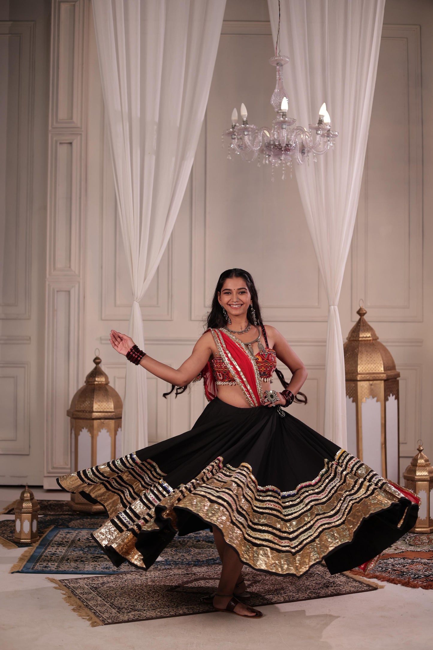 Black Gradation Lehenga Set
