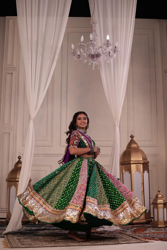 Green Multikali Skirt