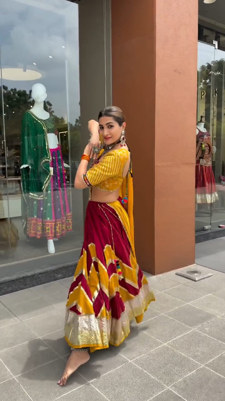 Maroon Cotton Lehenga Set