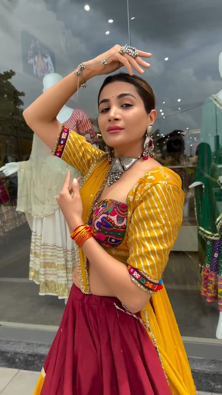 Maroon Cotton Lehenga Set