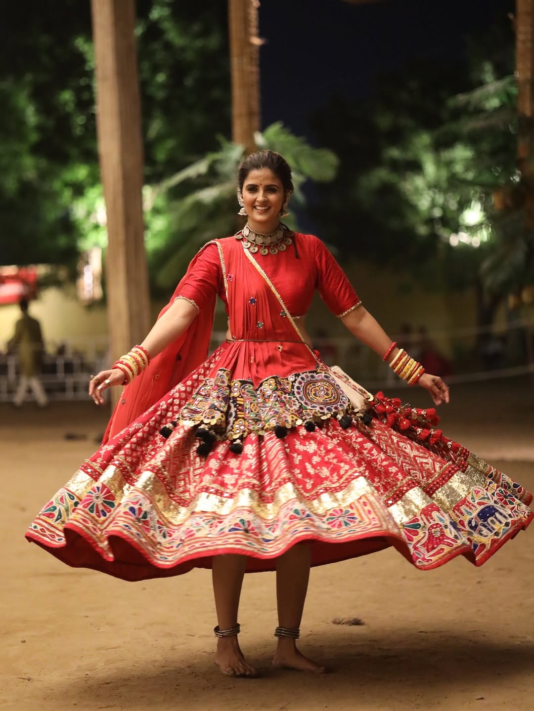 Maroon Bandhani Lehenga Set