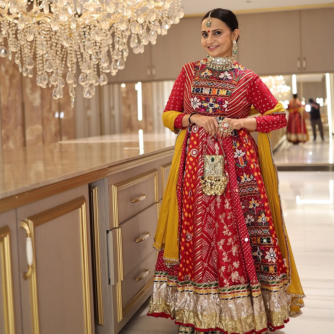 Red Anarkali Lehenga Set