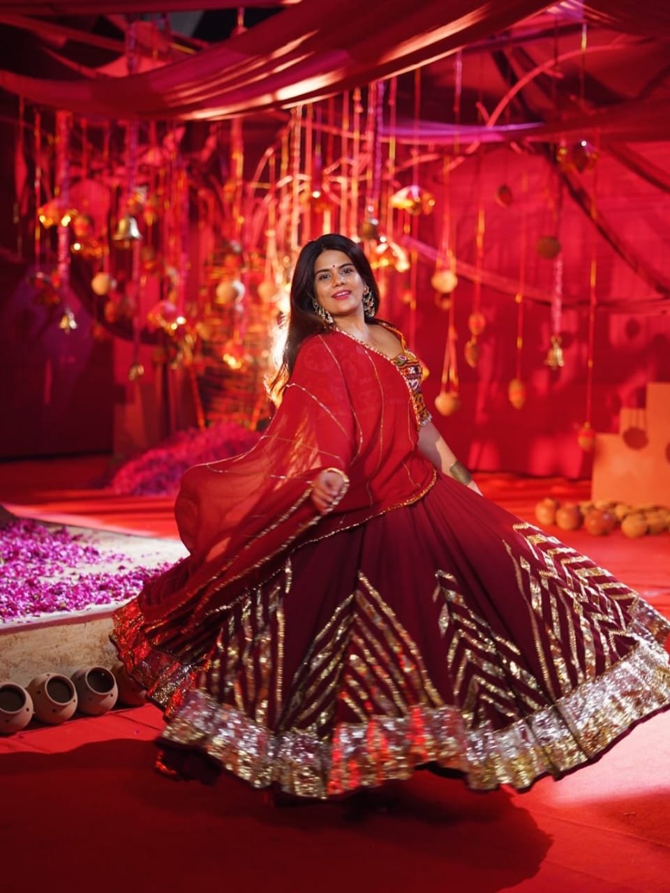Maroon Cotton Lehenga Set