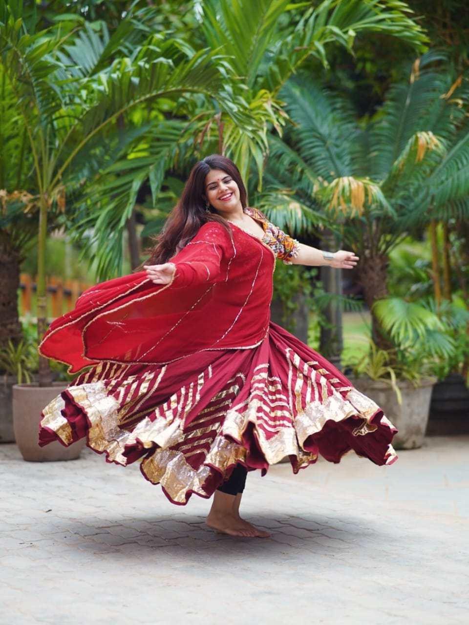 Maroon Cotton Lehenga Set