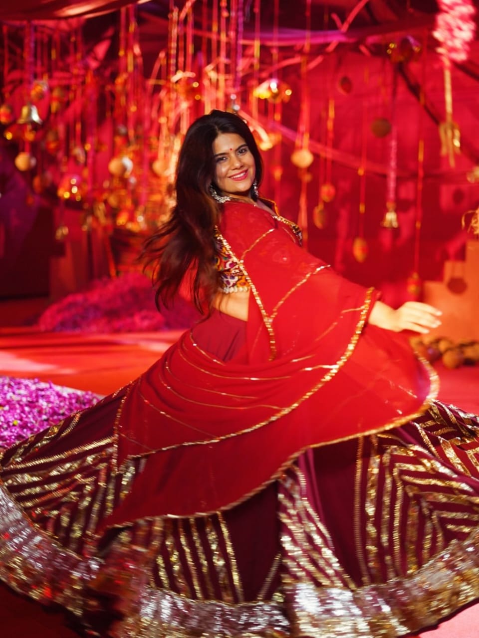 Maroon Cotton Lehenga Set