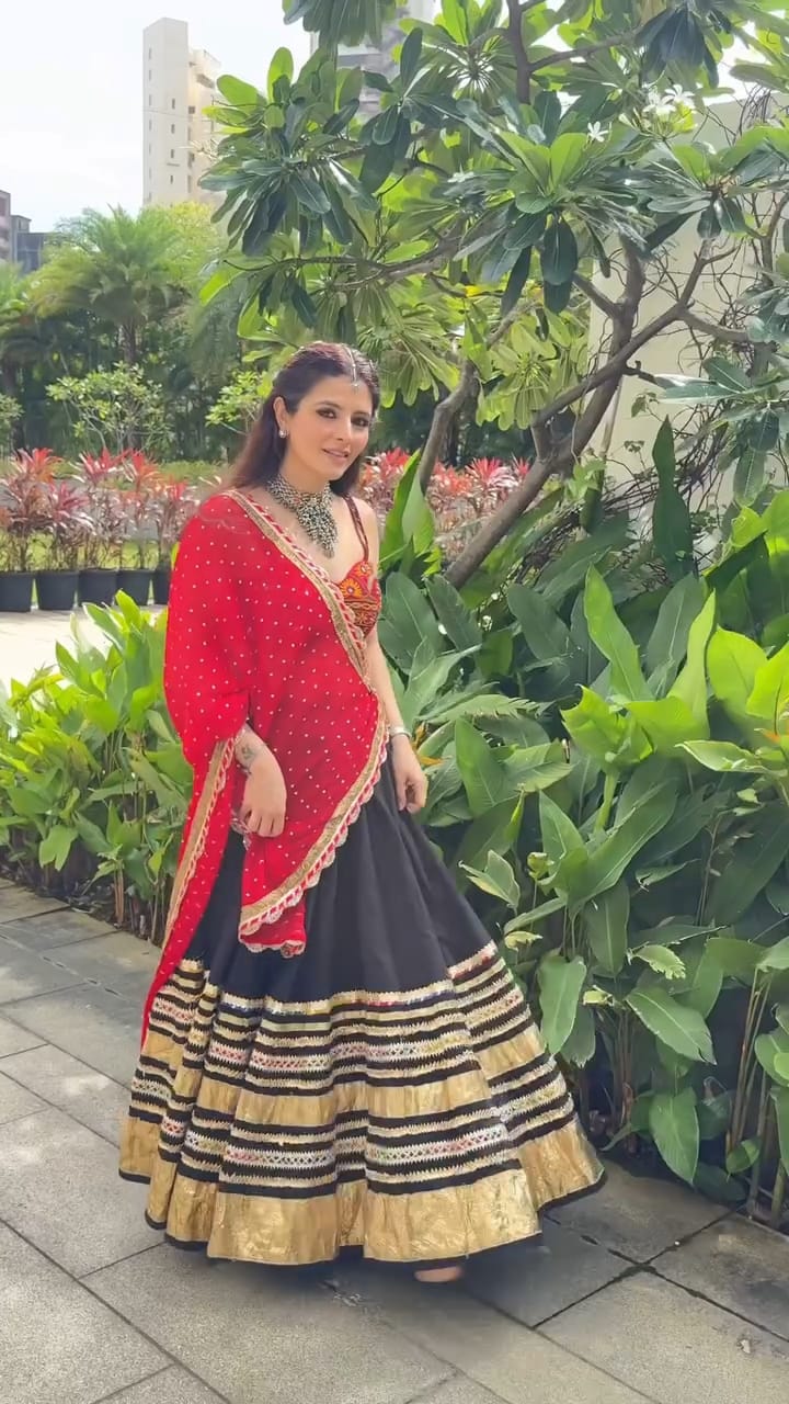Black Gradation Lehenga Set