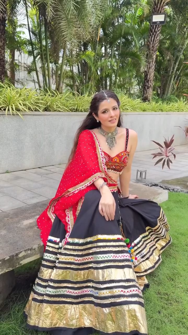 Black Gradation Lehenga Set
