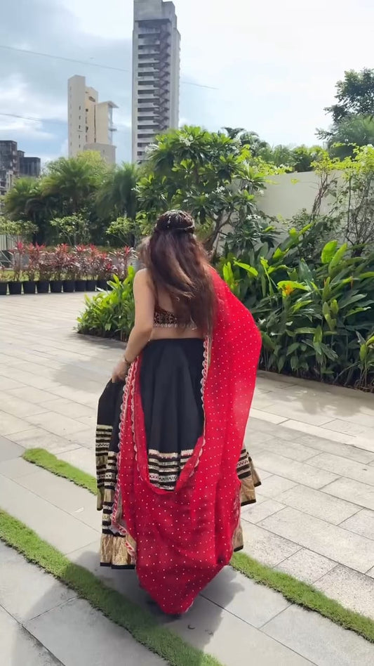 Black Gradation Lehenga Set