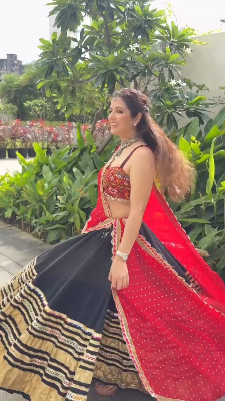 Black Gradation Lehenga Set