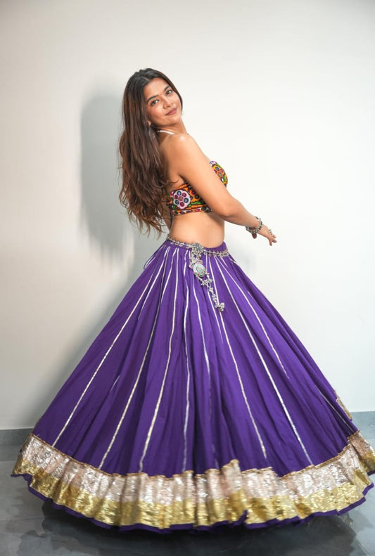 Purple Cotton Lehenga Set