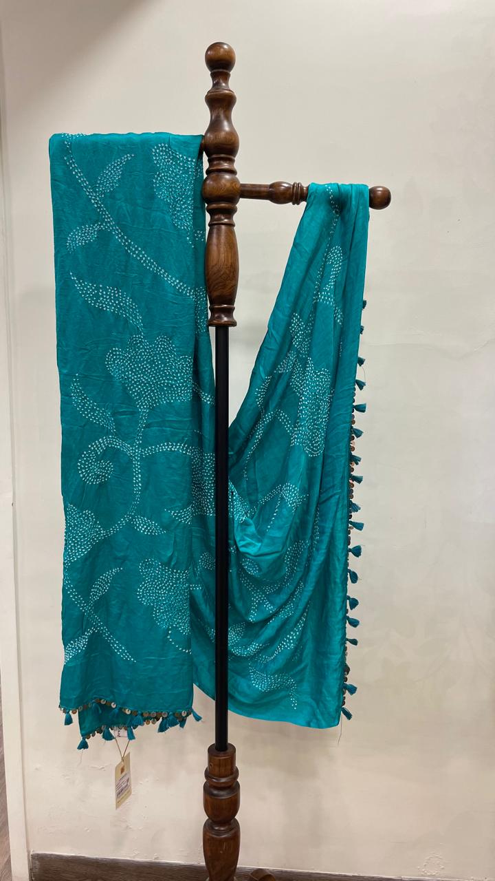 Teal Bandhani Dupatta
