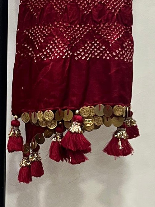 Maroon Bandhani Dupatta