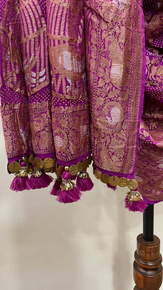 Purple Banarasi Bandhani Dupatta