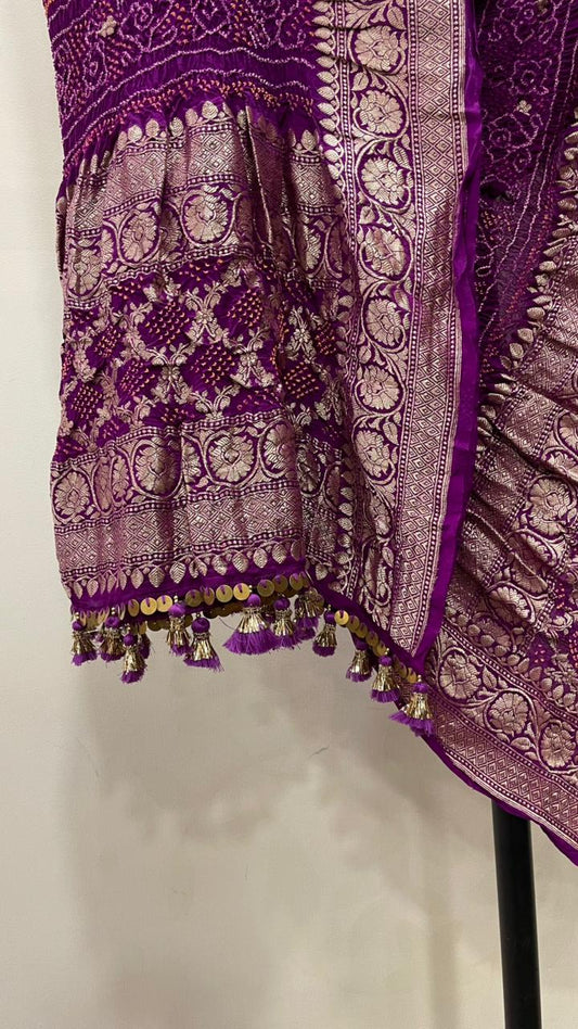 Purple Banarasi Bandhani Dupatta