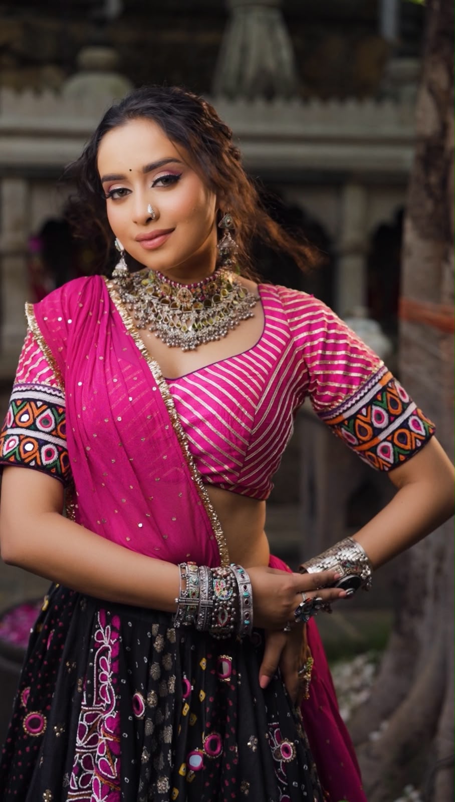 Black Pink Lehenga Set