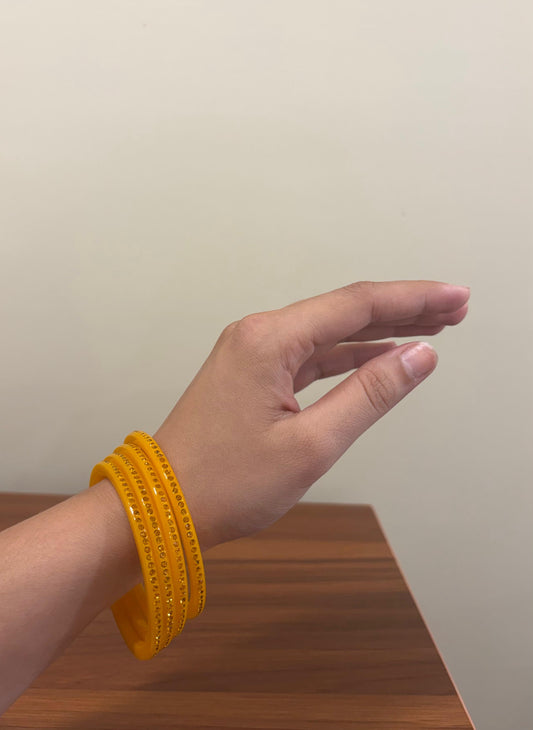 Mustard Yellow Diamond Bangles ( Set of 4 )