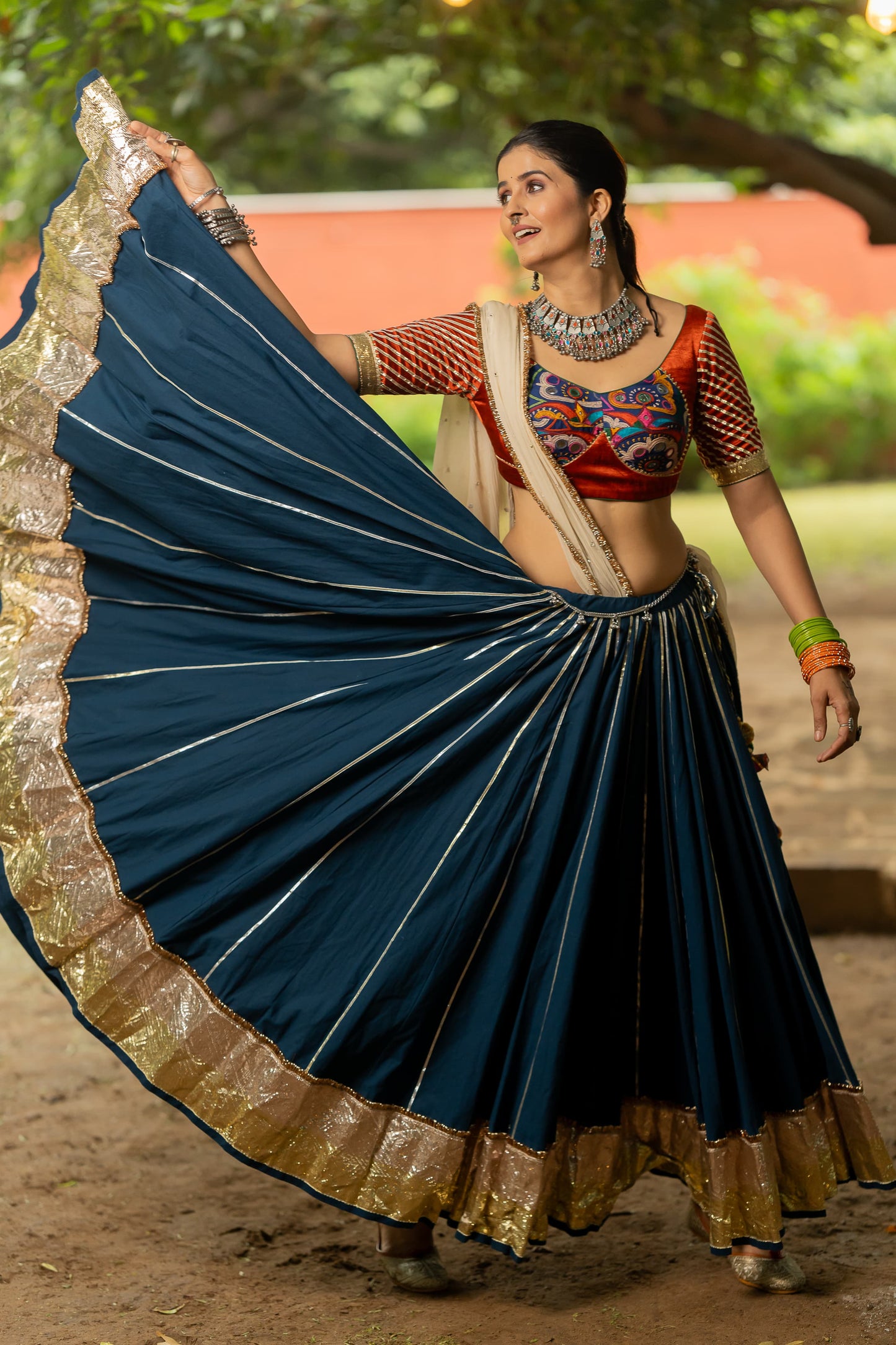 Teal Blue Cotton Skirt