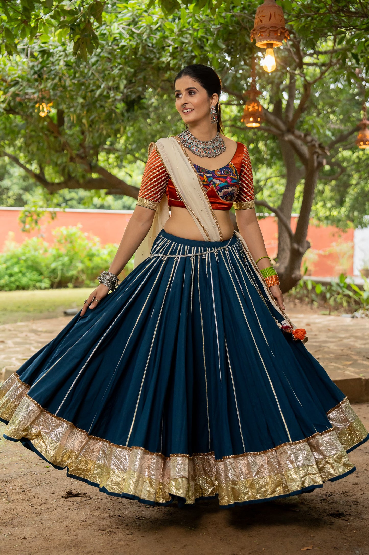 Teal Blue Cotton Skirt