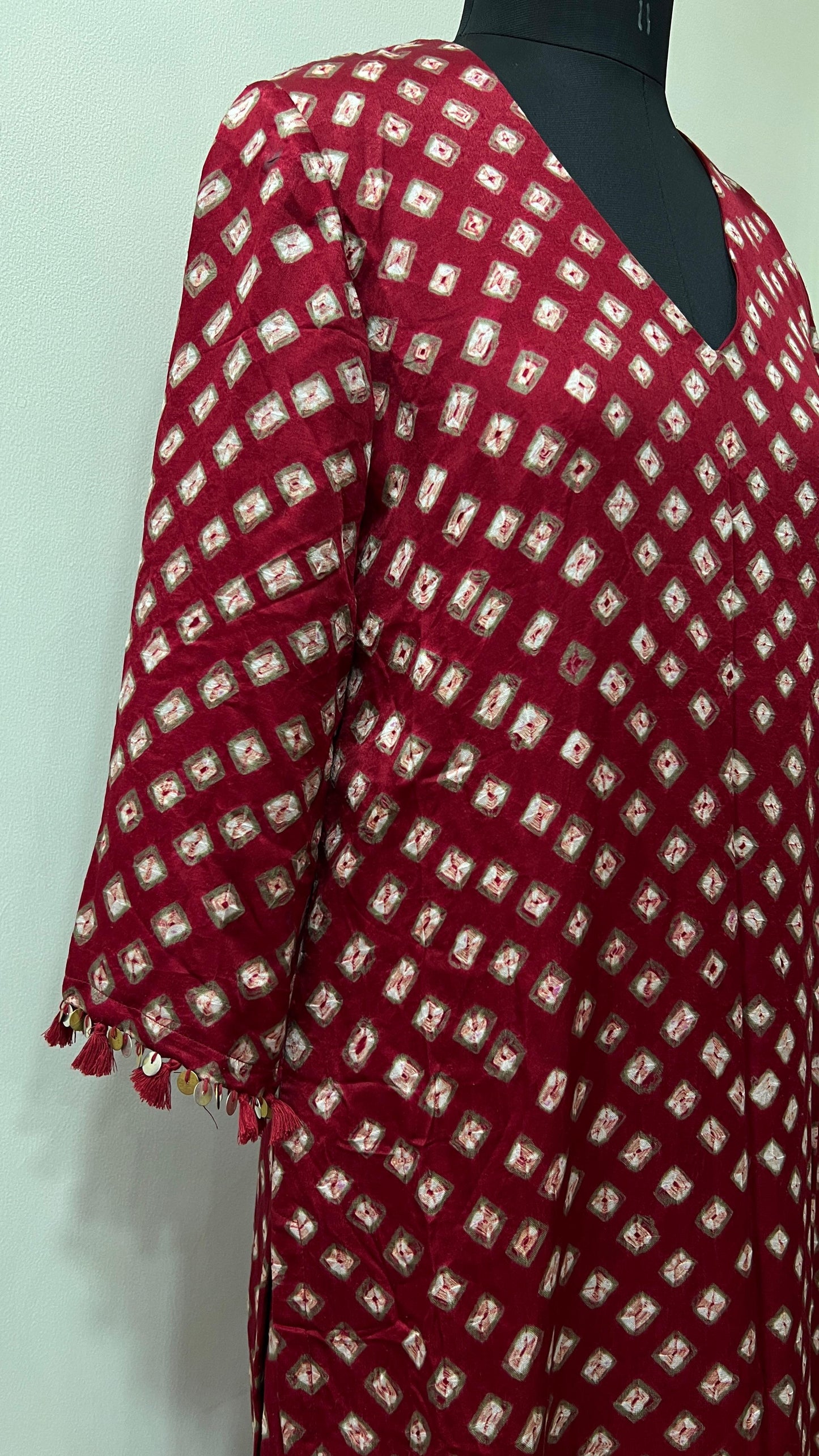 Maroon Bandhani Coord Set