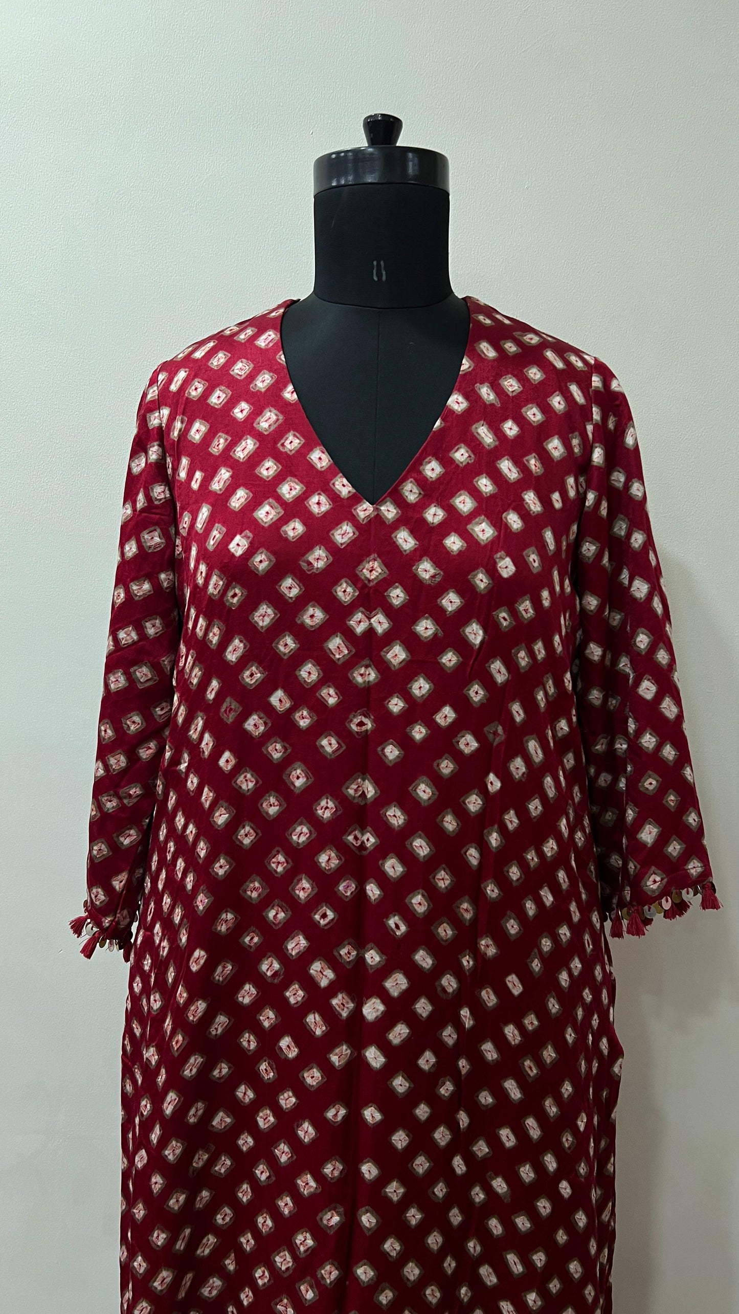 Maroon Bandhani Coord Set