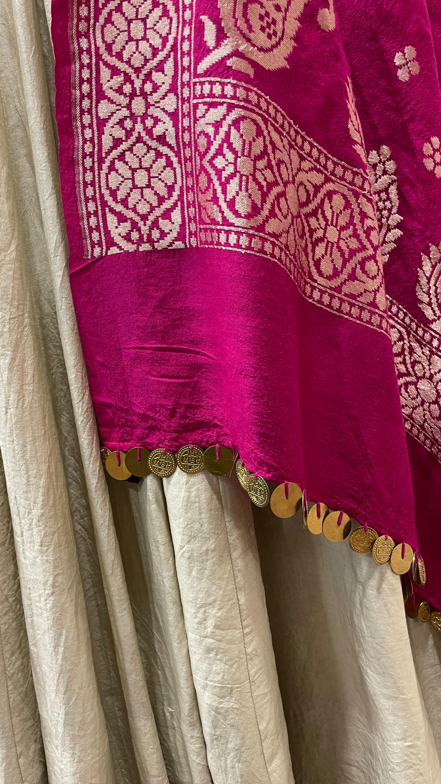 Pink Muga Print Dupatta