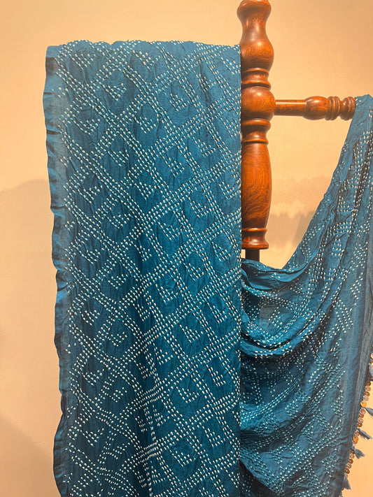 Teal Bandhani Dupatta