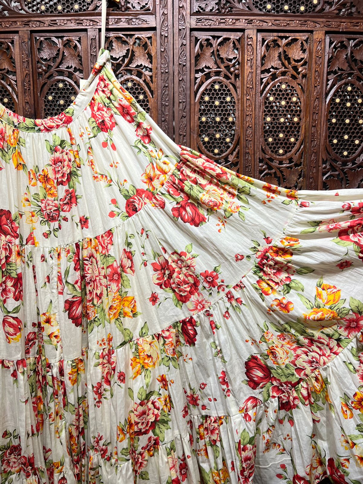 Mul White Floral Skirt