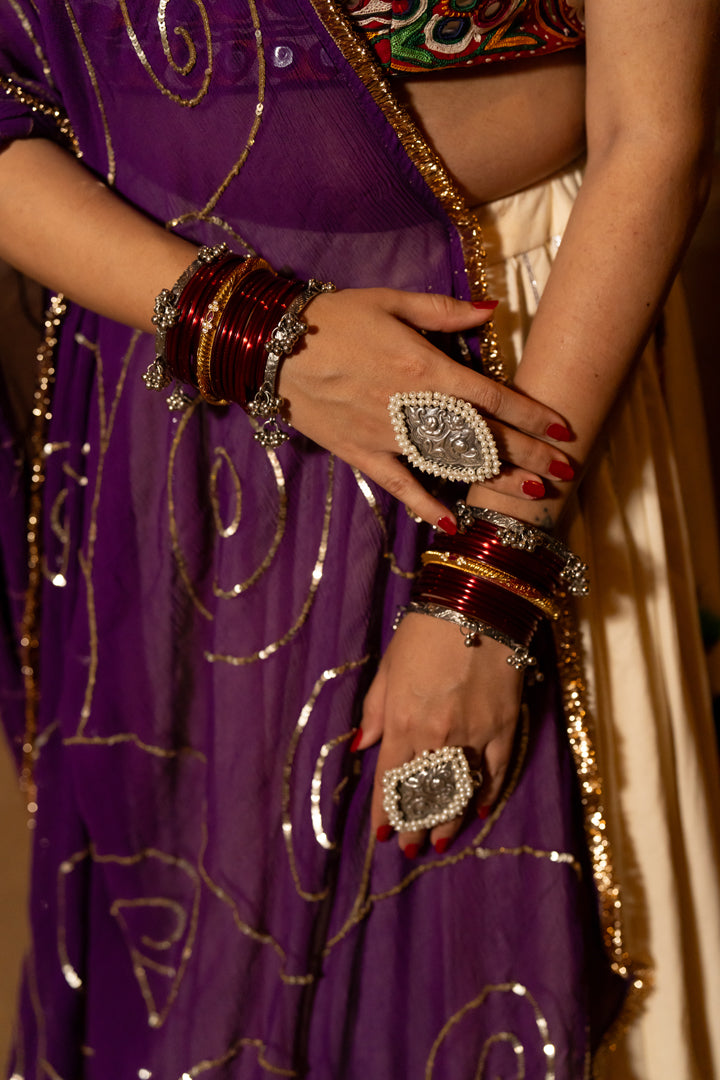 Purple Ghumer Dupatta - Anjanase
