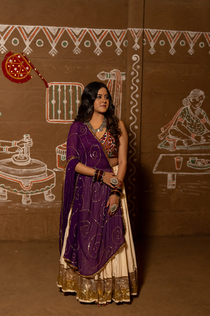 Purple Ghumer Dupatta - Anjanase