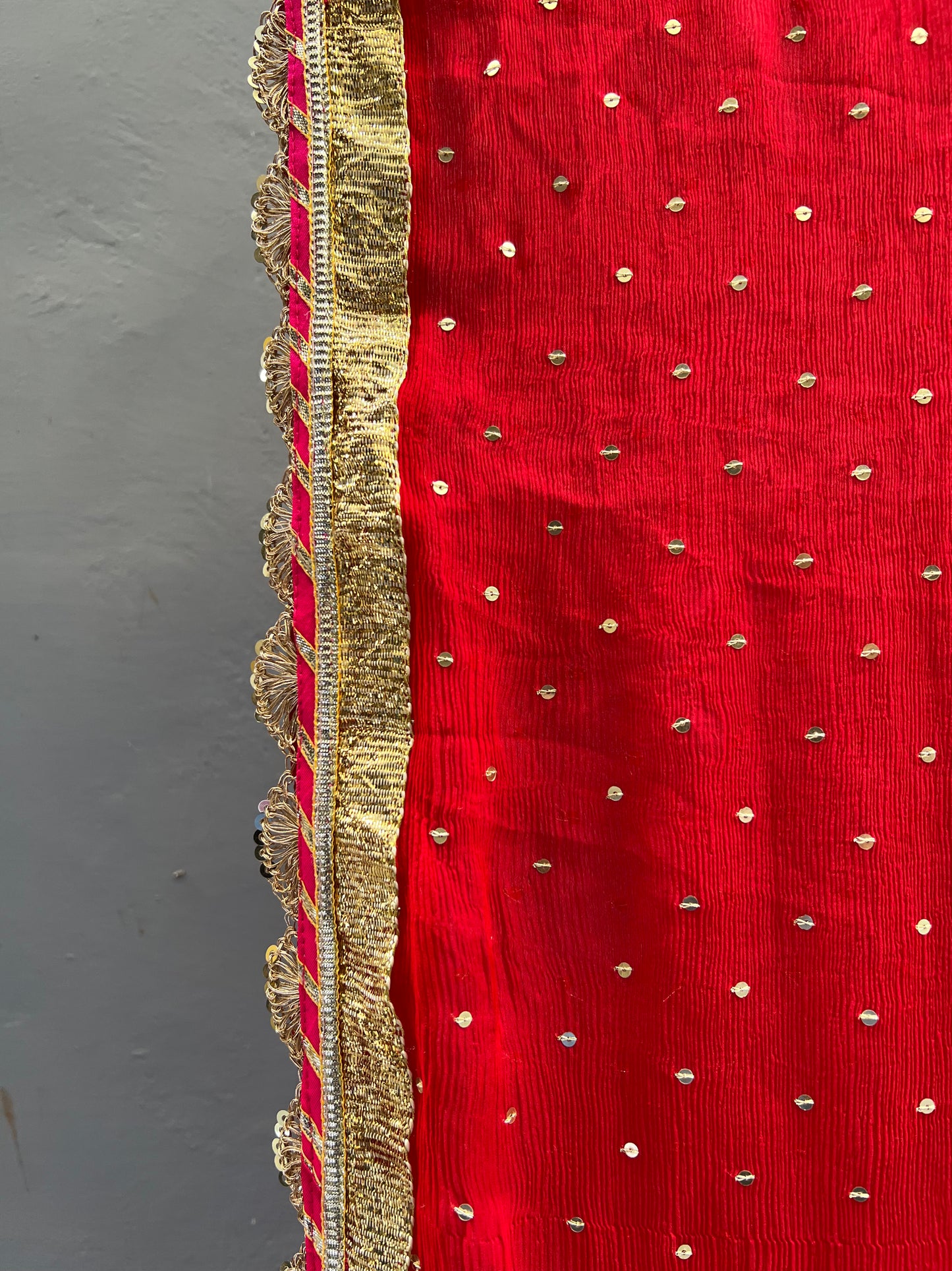 Red Chiffon Dupatta - Anjanase