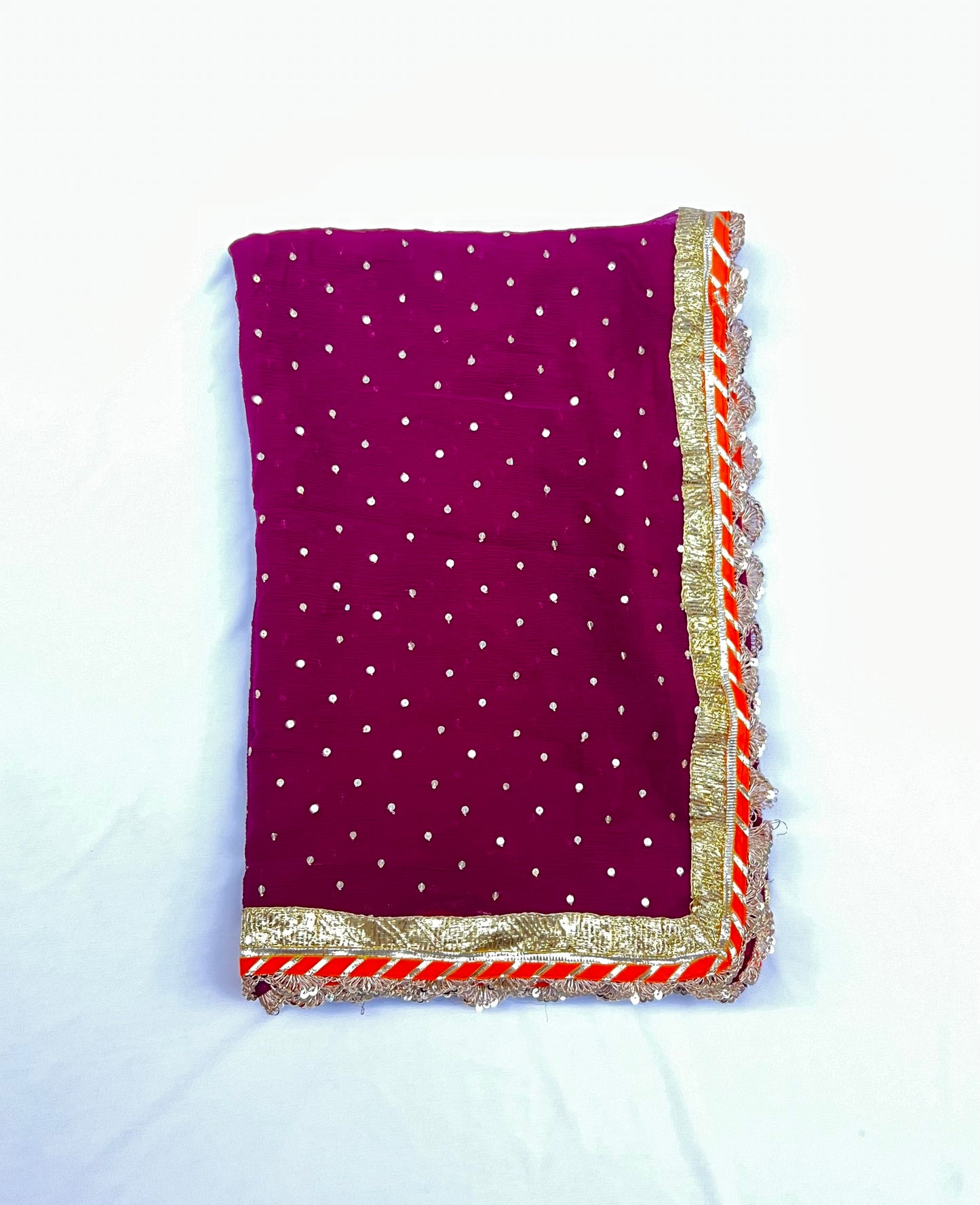 Maroon Chiffon Dupatta - Anjanase