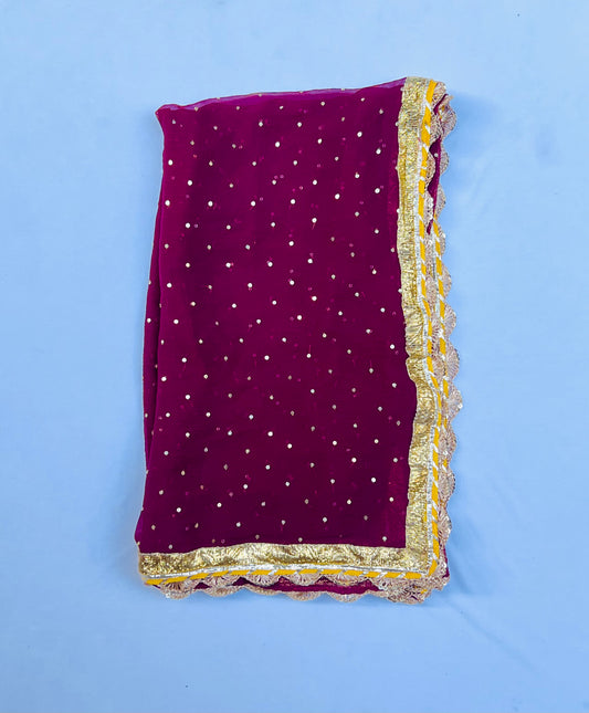 Wine Chiffon Dupatta - Anjanase