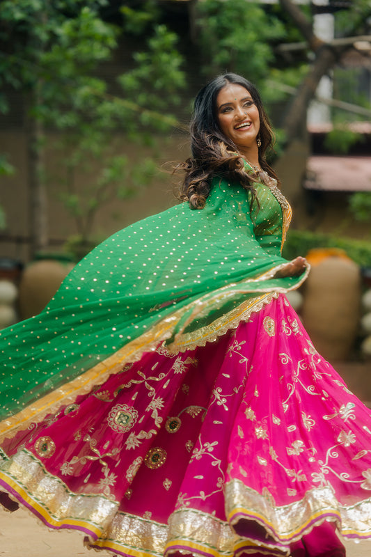 Green Chiffon Dupatta - Anjanase