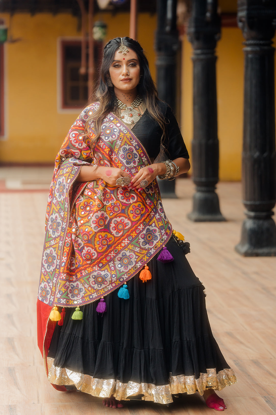 Black Kutchi Lehenga Set - Anjanase