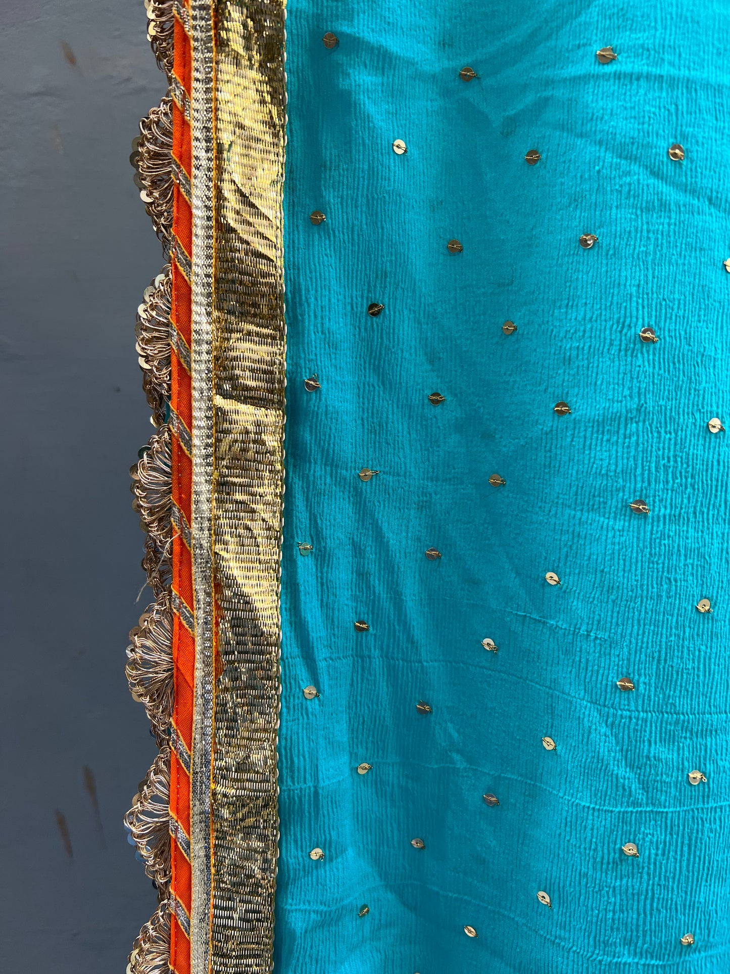 Firozi Chiffon Dupatta - Anjanase