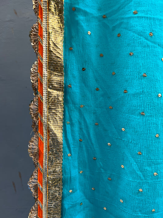Firozi Chiffon Dupatta - Anjanase
