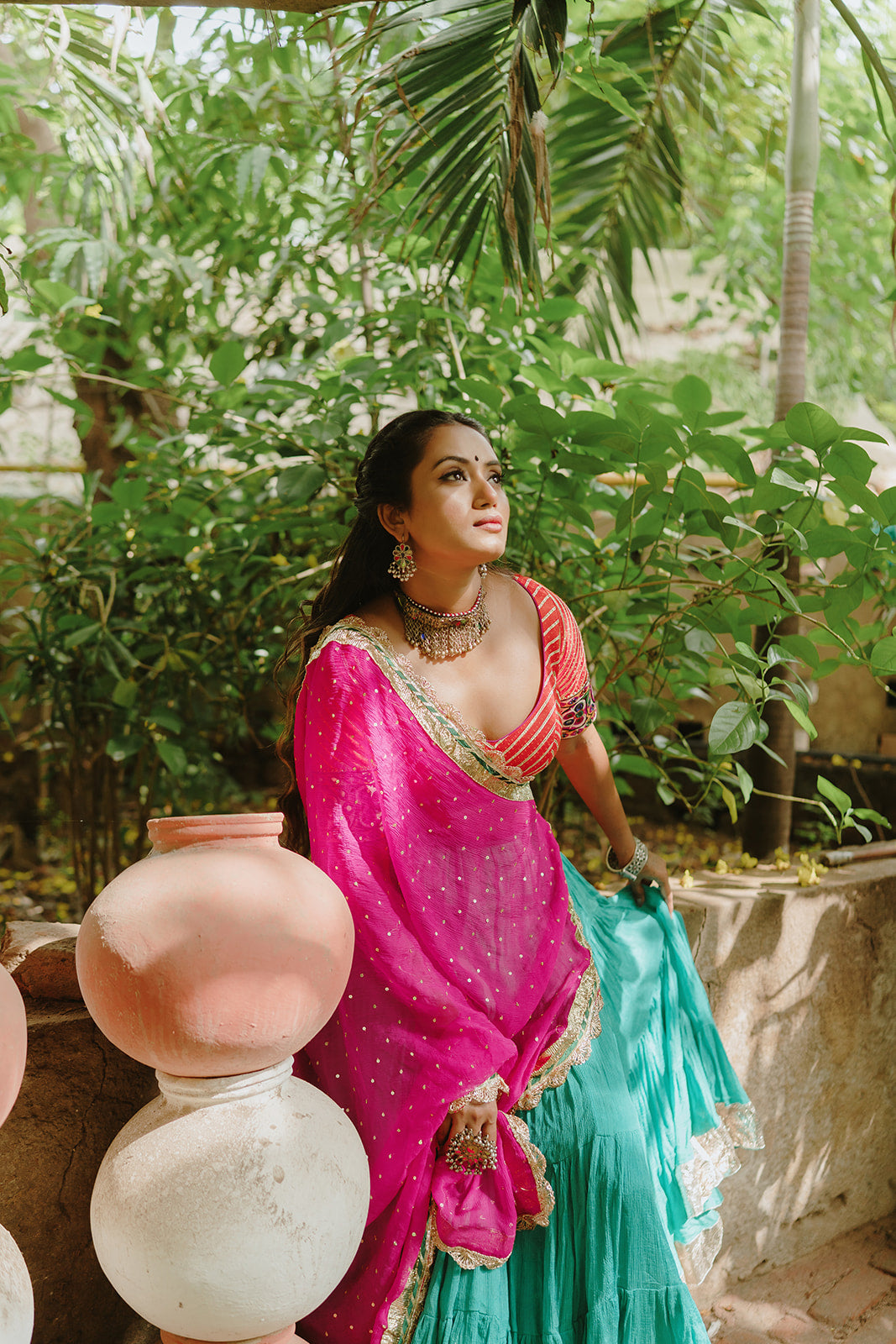 Aqua Lehenga Set - Anjanase