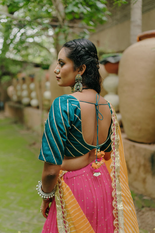 Line Detailed Green Blouse - Anjanase