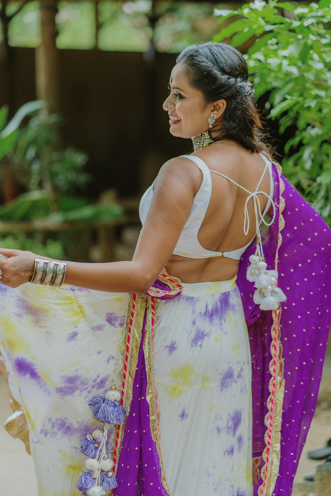 Purple Chiffon Dupatta - Anjanase