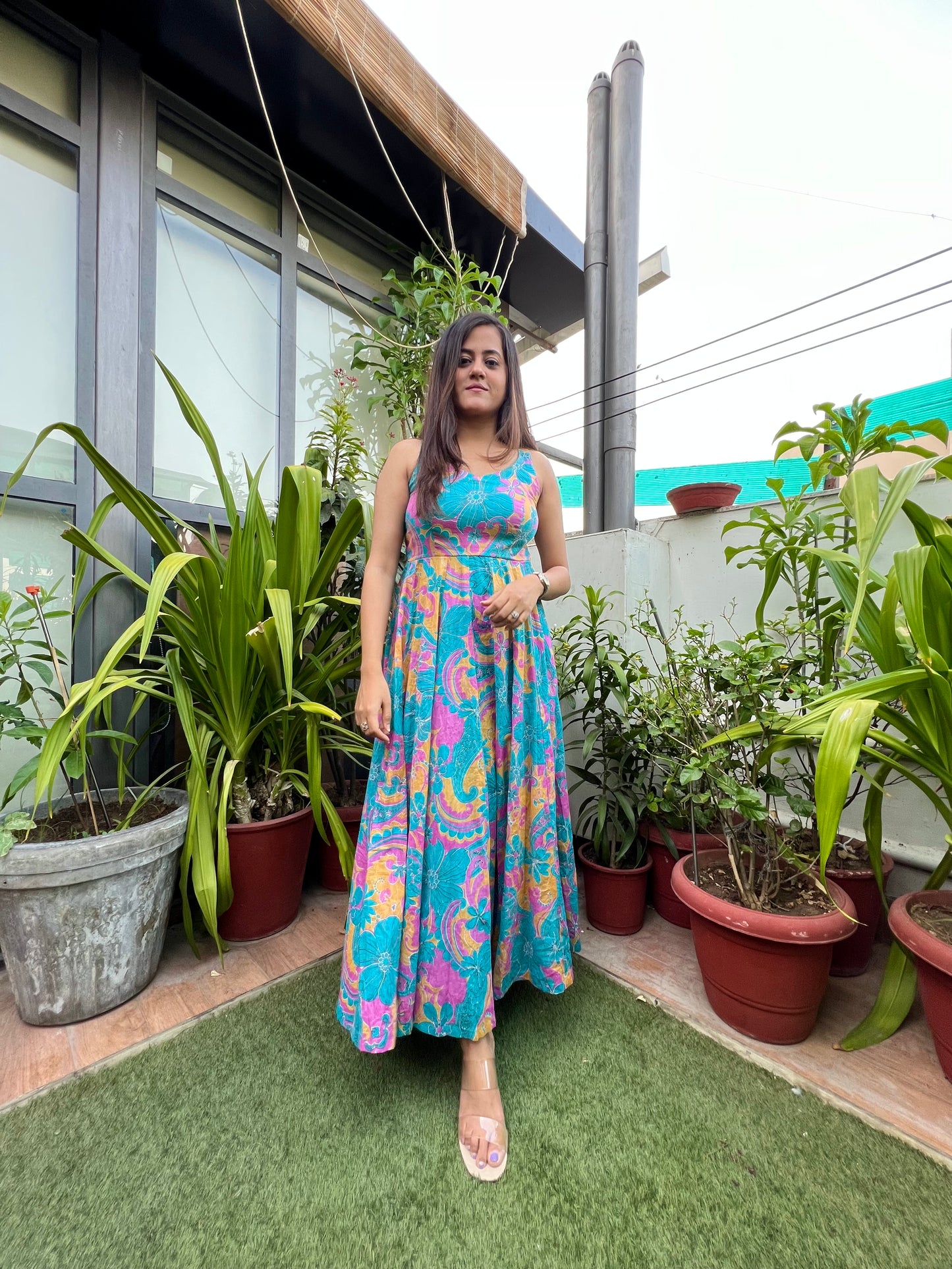 Navratri Coral Dress - Anjanase