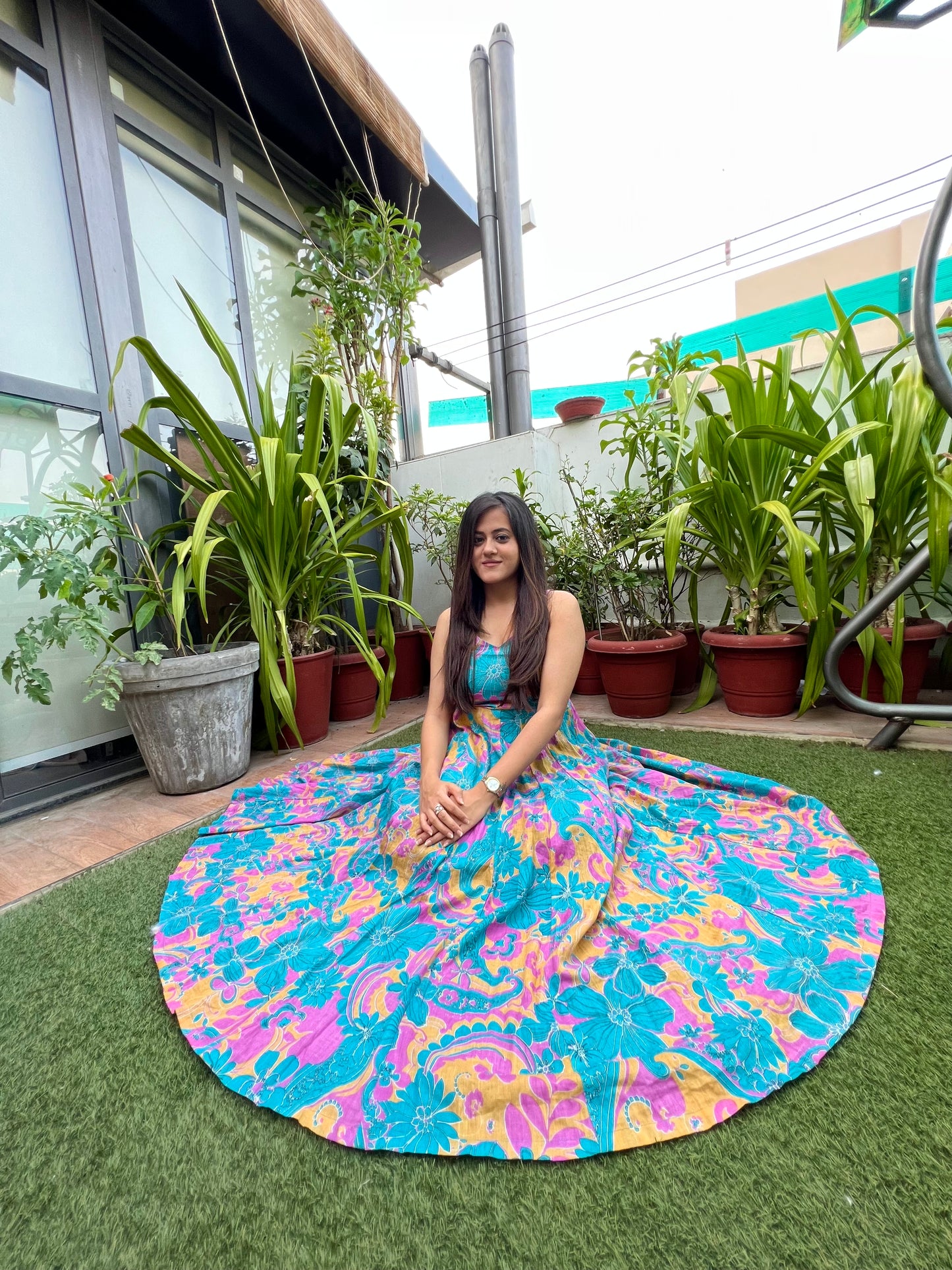 Navratri Coral Dress - Anjanase