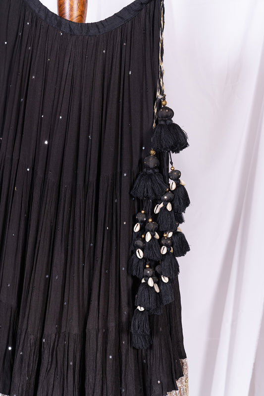 Black Sitara Flared Skirt - Anjanase