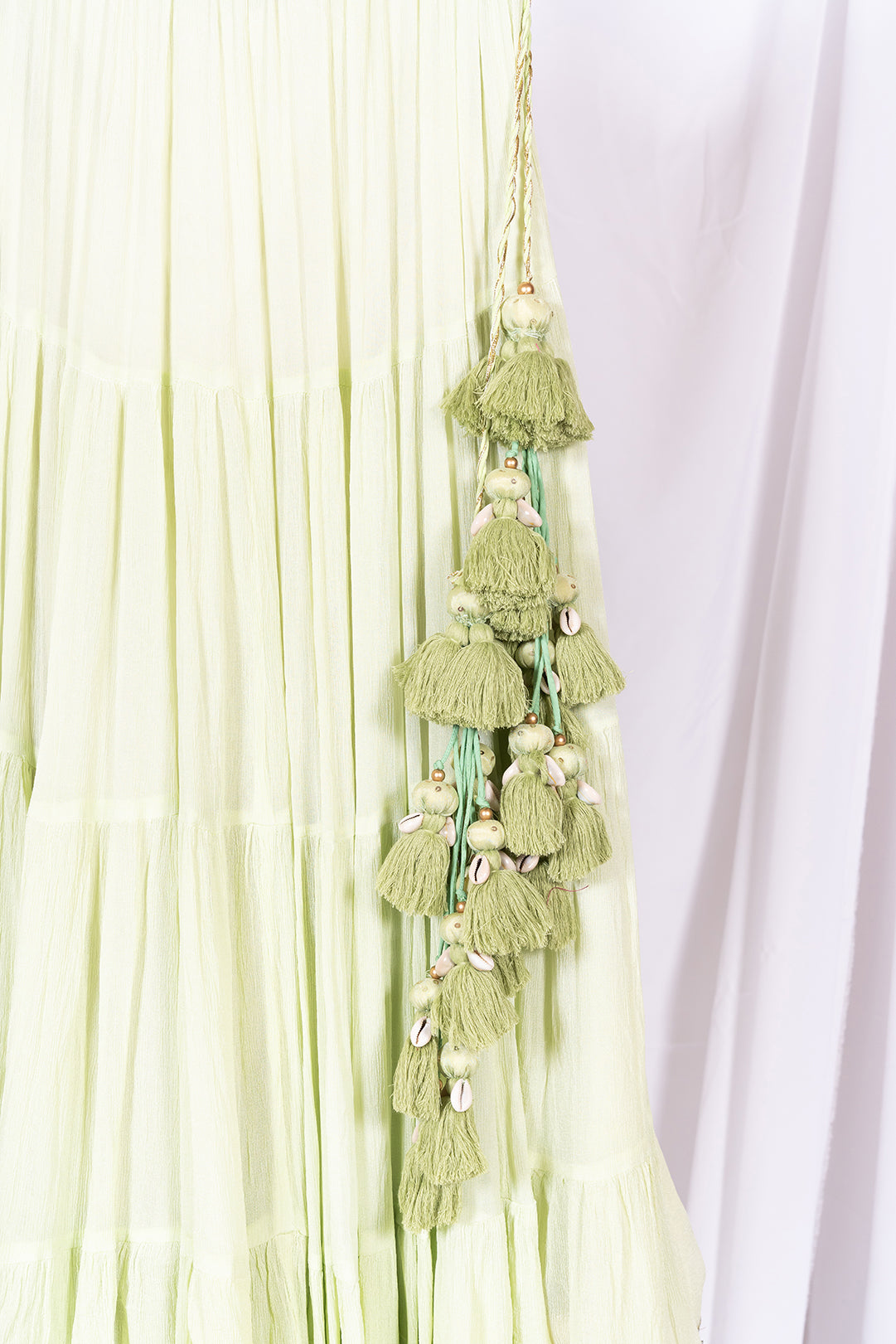 Pastel Green Flared Skrit - Anjanase