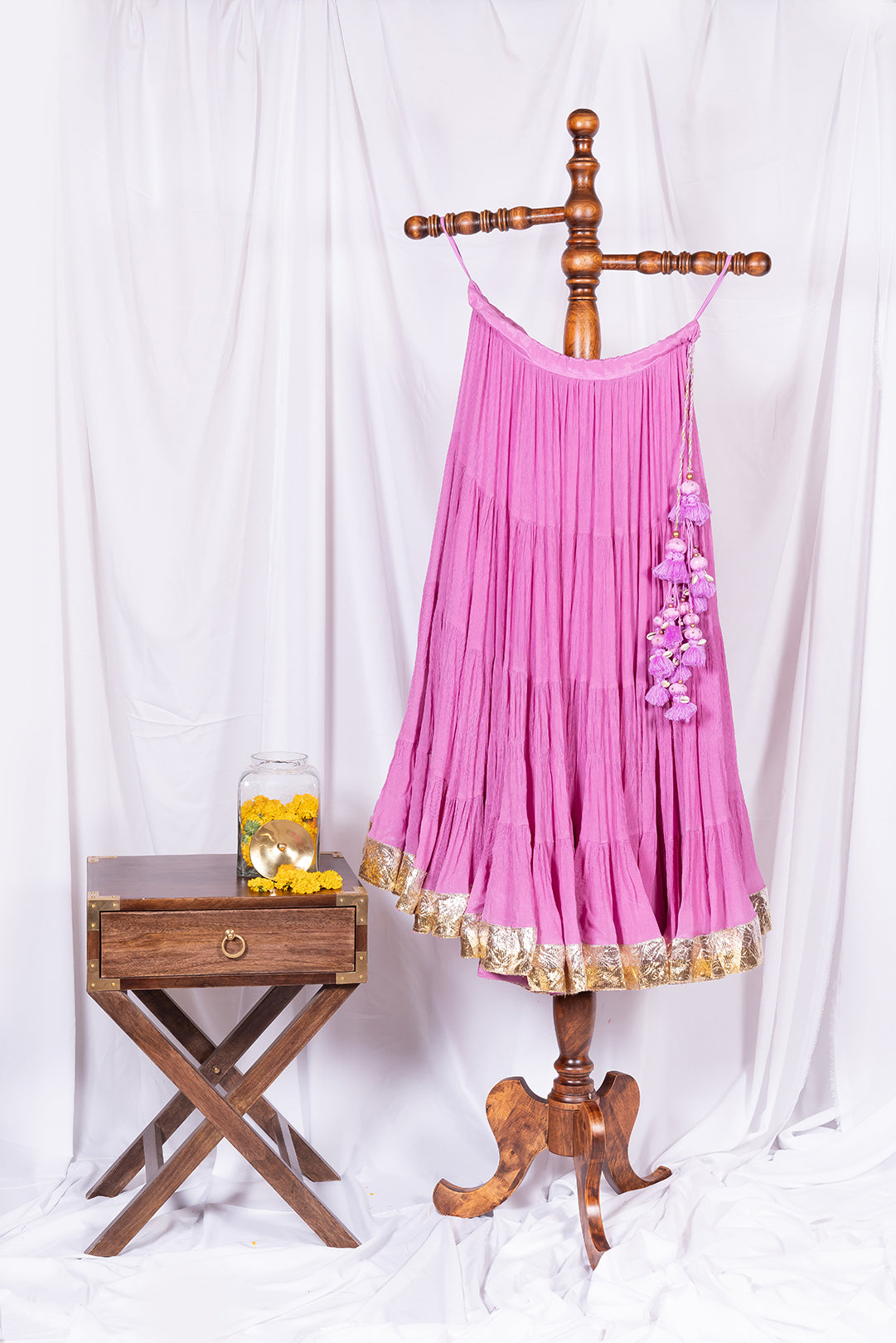 Baby Pink Flared Skirt - Anjanase