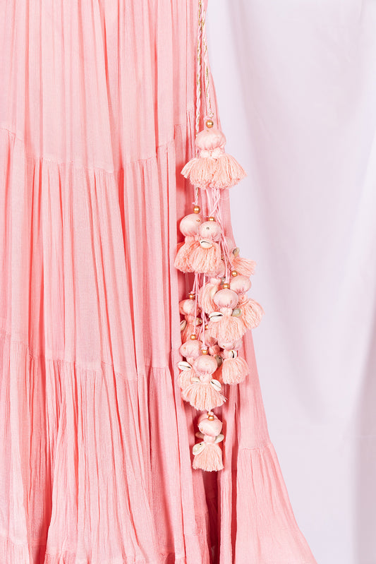 Soft Pink Flared Skirt - Anjanase