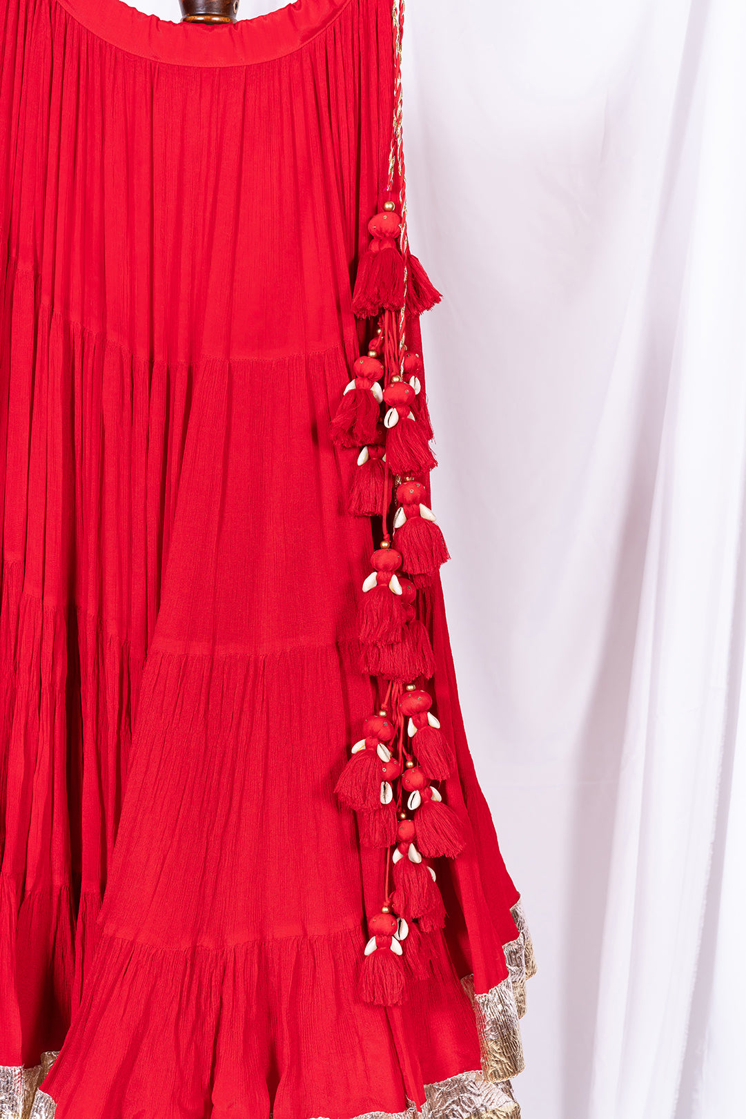 Red Flared Skirt - Anjanase