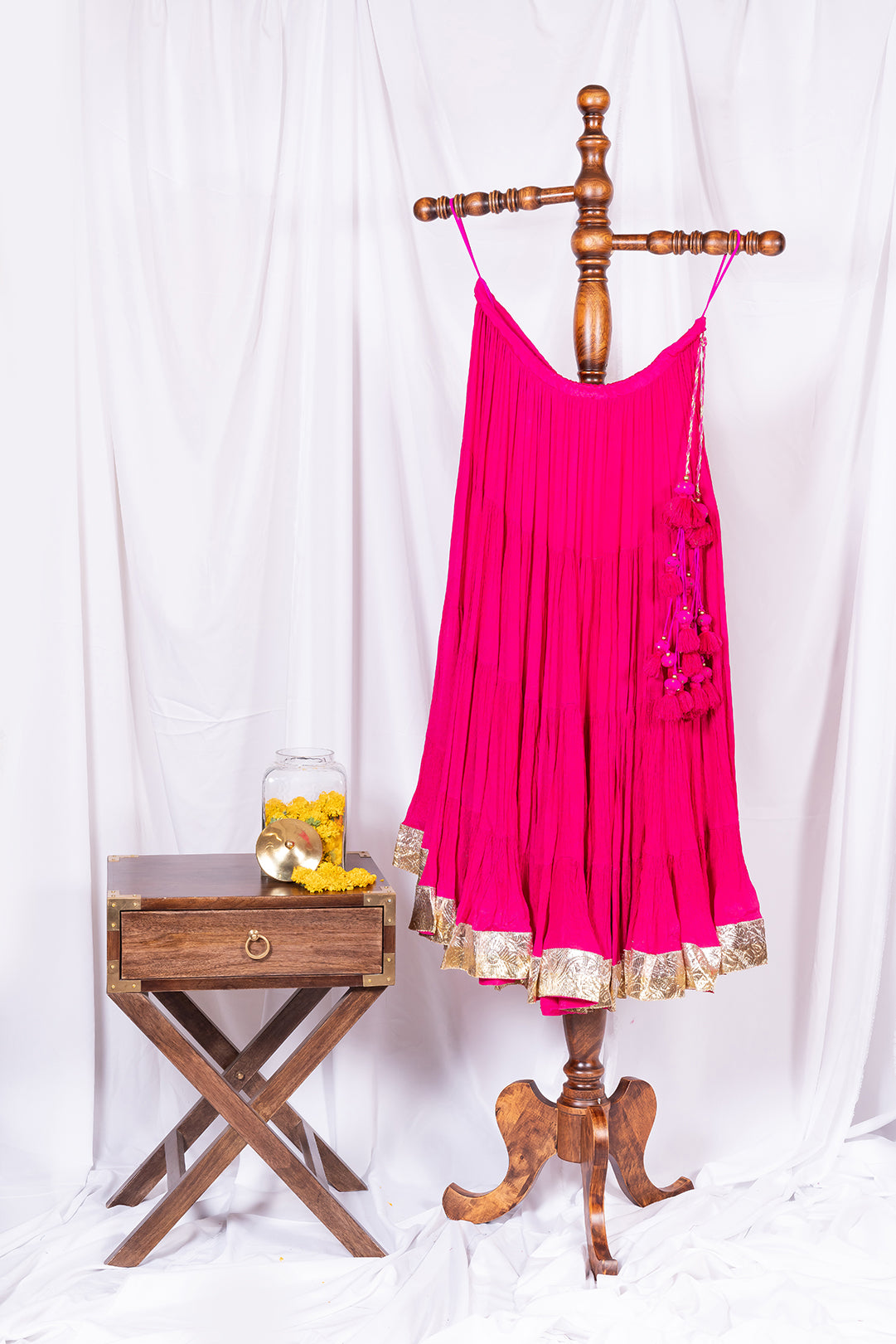 Hot Pink Flared Skirt - Anjanase