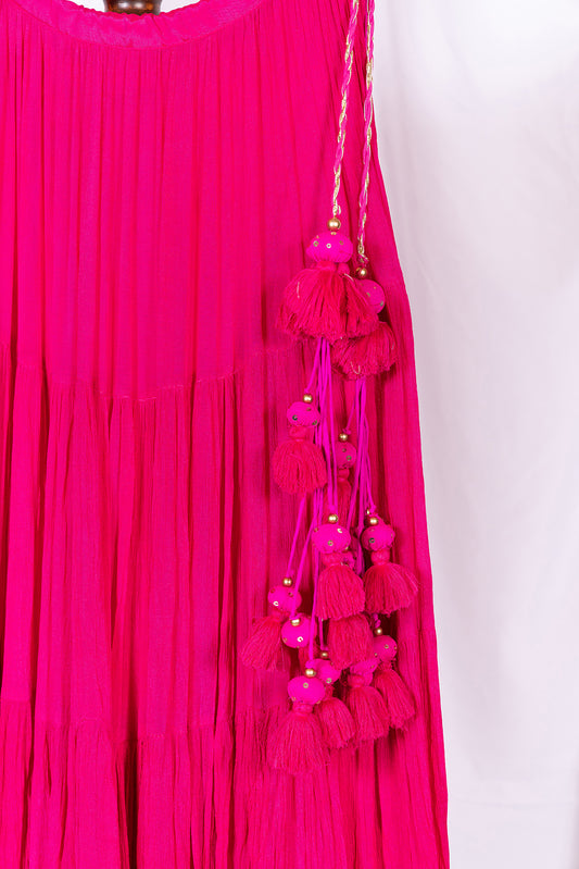 Hot Pink Flared Skirt - Anjanase